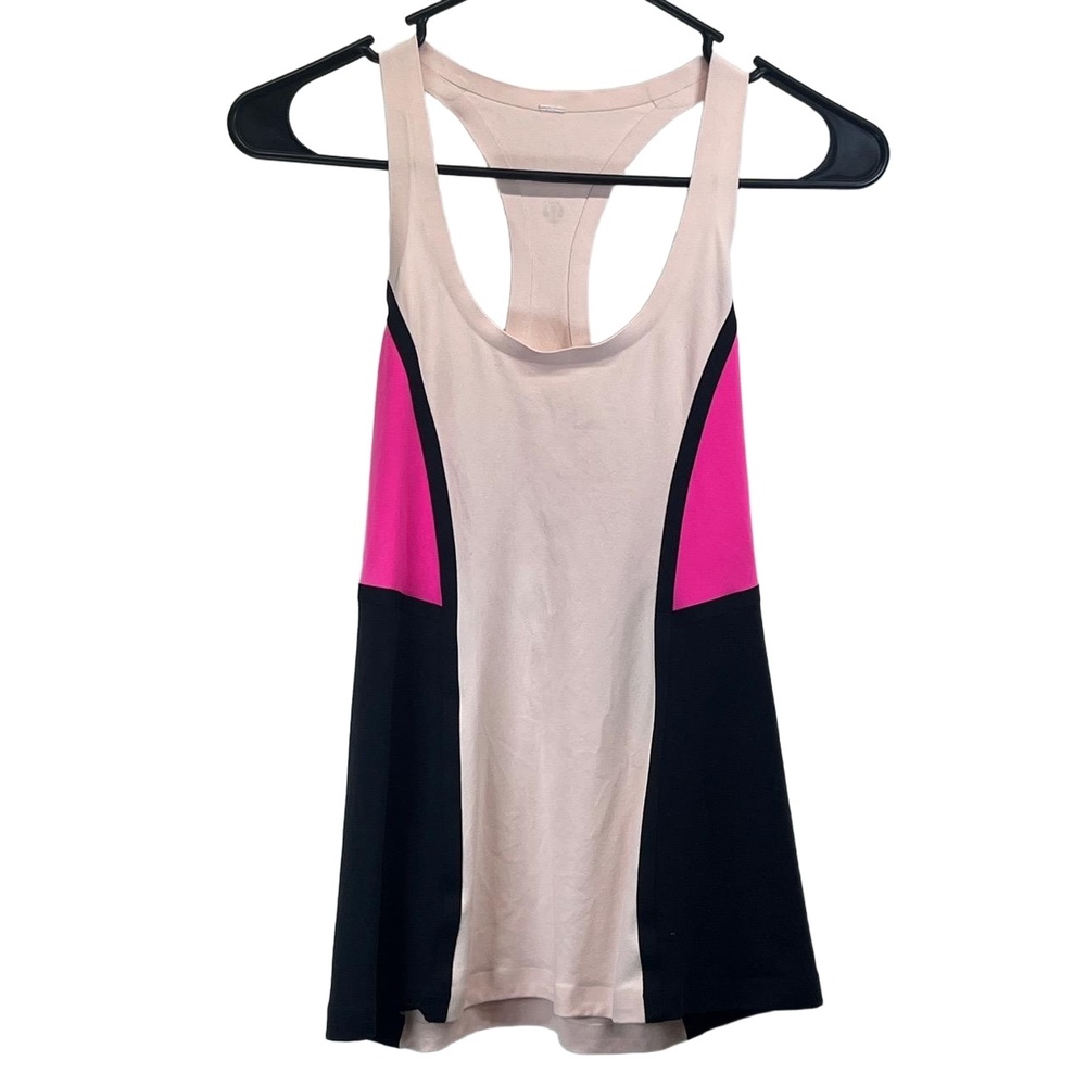 Lululemon Women's Black Pink Colorblock Racerback Athletic Yoga‎ Tank